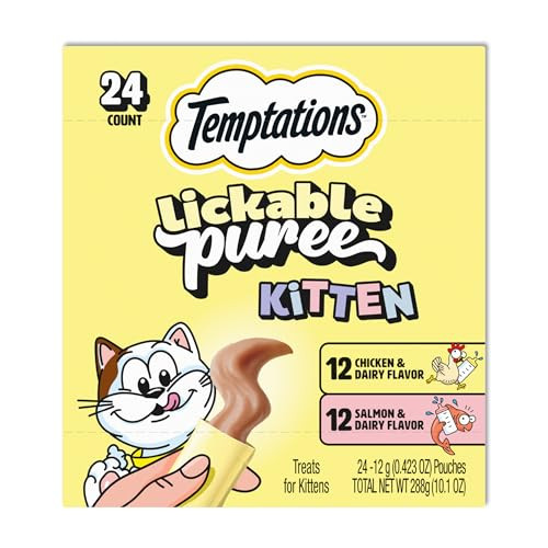 Temptations Puree Kitten Treats Lickable Chicken And Salmon Variety Pack 24 Pouches Variety Pack