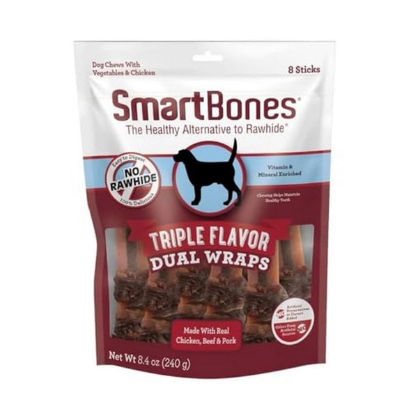 Smartbones Triple Flavor Dual Wraps (Pack Of 8 1 Count