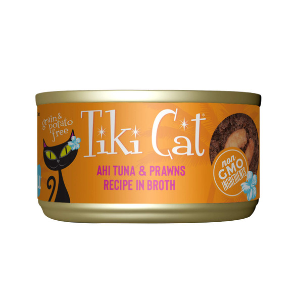 Tiki Pets Cat Grill Wet Cat Food Ahi Tuna & Prawns . Cans 2.8 Oz 12 Count