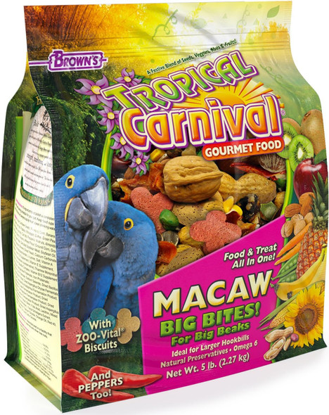 Tropical Carnival F.M. Brown's Tropical Carnival Gourmet Macaw Food Big Bites For Big 5 Lb
