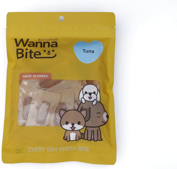 WannaBite Chicken Jerkey, All Natural Dog Treats, Healthy Cat and Dog Chews, Tuna Salmon Pollock Flavors, Human Grade, Grain- & No Artificial Color & Flavor, 7.9 OZ, 30 Packs (Tuna)