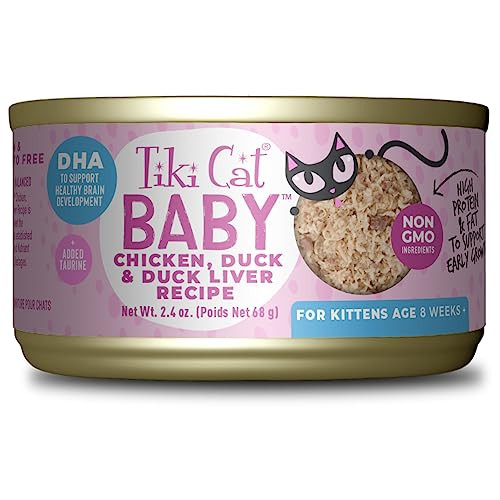 Tiki Pets Cat Baby Wet Food For Kittens Chicken Duck & Duck Liver 2.4 Oz 12 Count
