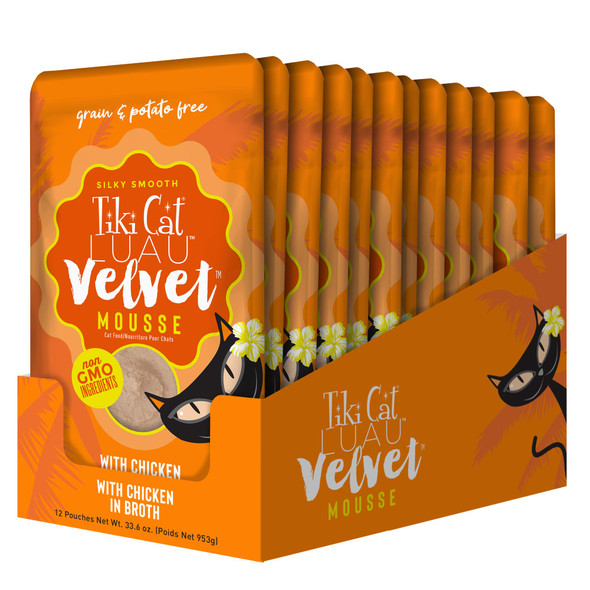 Tiki Pets Cat Luau Velvet Mousse Chicken In Broth Complete Nutrition For Balanced 2.8 Oz Pack Of 12