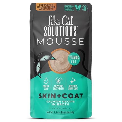 Tiki Pets Cat Solutions Mousse Skin & Coat Mousse Salmon Recipe Specially Formulated 2.4 Oz 12 Count