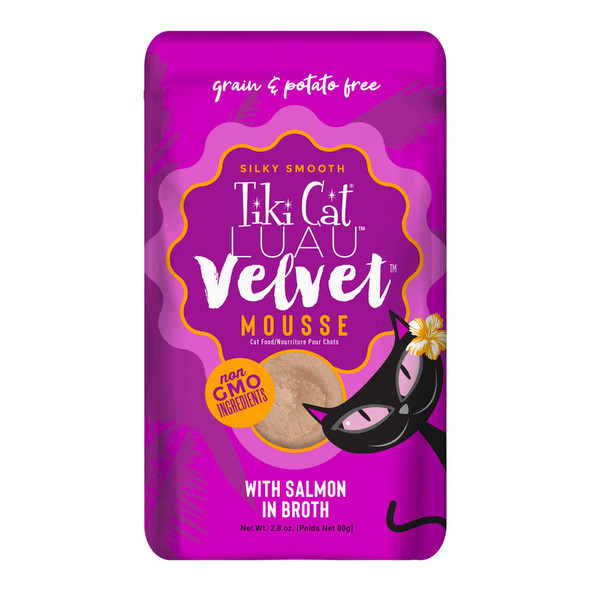 Tiki Pets Cat Luau Velvet Mousse Salmon In Broth Complete Nutrition For Balanced 2.8 Oz Pack Of 12