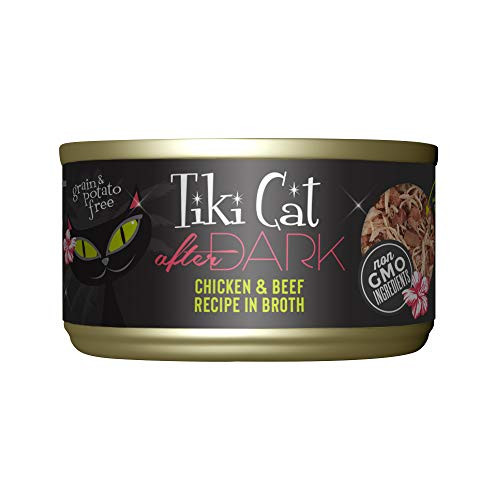 Tiki Pets Cat After Dark GrainFree LowCarbohydrate Wet Food With Real Shredded Meat 2.8Oz