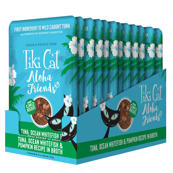 Tiki Pets Cat Aloha Friends Wet Cat Food Tuna Ocean Whitefish & Pumpkin 3 Oz 12 Count