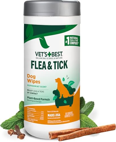 Vet's Best Natural Flea And Tick Wipes For Dogs PlantBased Wipes For Flea 50 Count