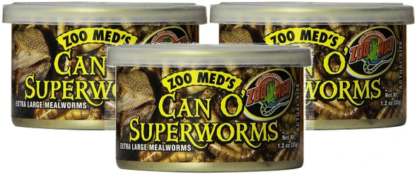 Zoo Med 3 Pack Of Can O' Superworms Per Can 1.2 Ounces 3 Pack