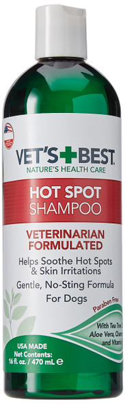 Vet's Best Hot Spot Dog Shampoo Natural Itch Relief For Dogs With Dry 16 Oz