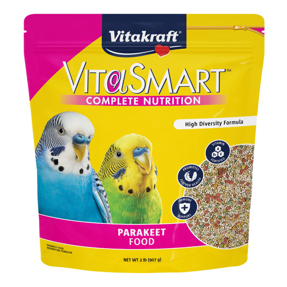 Vitakraft Vitasmart Parakeet Food With Seeds Grains Fruits Veggies Omega Fatty Acids 2 Lb