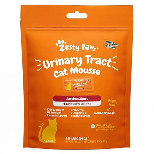 Zesty Paws Urinary Tract Cat Mousse Kidney Support For Cats With Cranberry & 14 Count