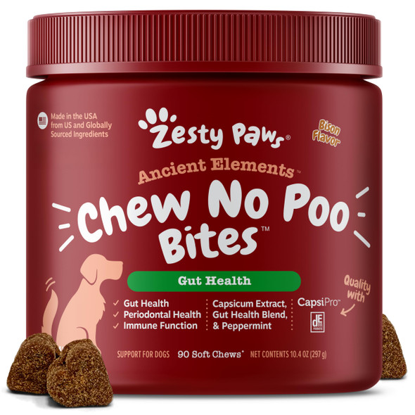 Zesty Paws Chew No Poo Bites For Dogs Stool Eating Deterrent Soft Chews 90 Count