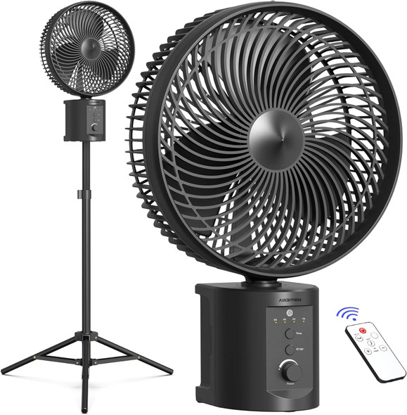 10 Portable Pedestal Fan, 10000Mah Rechargeable Table Fan With 7 Speeds, Oscillating Standing Fan With Timer For Bedroom, Office