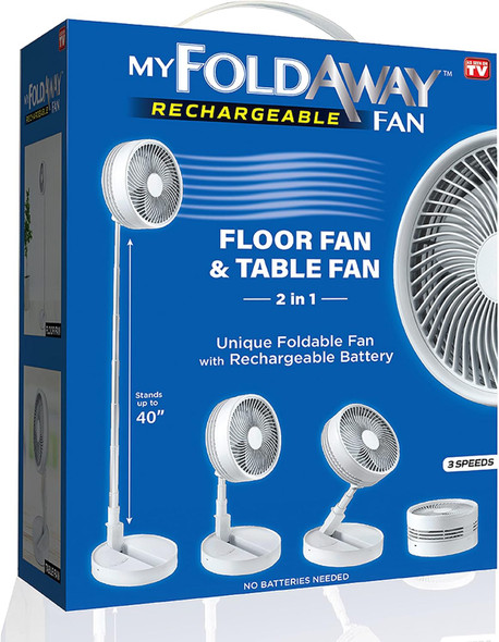 My Foldaway Rechargeable Fan, All In 1 Folding Fan For Bedroom/Desk And More, Portable Travel Fan Fits In Suitcase, 10 Hour Batte