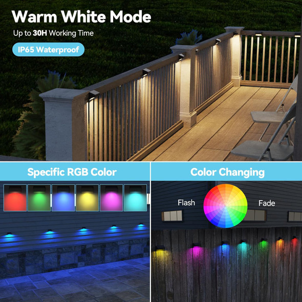 Bridika Solar Fence Lights, Fence Lights Fence Solar Lights Outdoor Waterproof Warm White Color Glow Led Solar Lights For Backyar