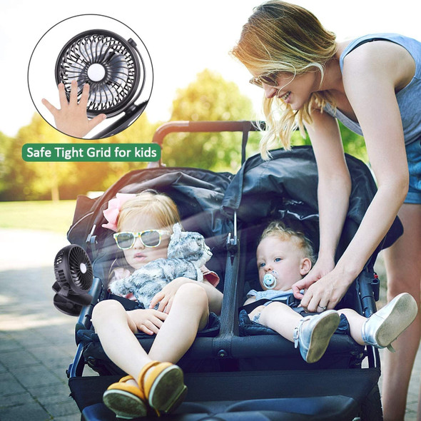 Camping Fan, Clip On Fan With Led Lights And Hook, 4 In 1 Camping Accessories, Rechargeable 2600Mah Battery/Usb Operated Personal