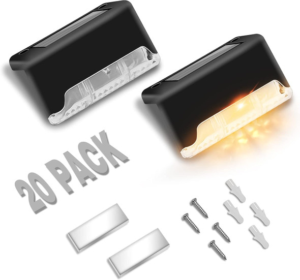 20Pack Led Outdoor Solar Lights For Deck Fence Step Patio Lighting Waterproof Warm White