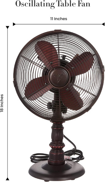 Decobreeze Oscillating Table Fan, 3 Speed Portable Fan, Kipling, Antique Metal Fan, 10 Inches Decobreeze Oscillating Table Fan, 3 Speed Portable Fan, Kipling, Antique Metal Fan, 10 Inches