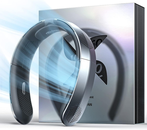 Desertwest 2024 Flagship Foldable Neck Fan, Innovation 8AirDuct, 360° Cooling, 4X Wind Power, UsbC Charging 4000Mah, Portable