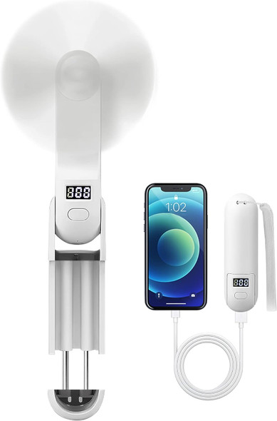 Mini Handheld Fan, Portable Fan 3 In 1 2000Mah, Battery Operated Fan With Led Display As Phone Holder, Hand Fan Usb Rechargeable Mini Handheld Fan, Portable Fan 3 In 1 2000Mah, Battery Operated Fan With Led Display As Phone Holder, Hand Fan Usb Rechargeable