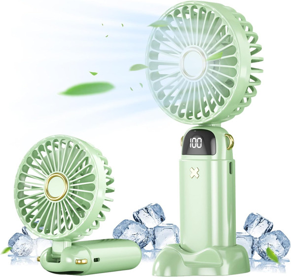 Portable Handheld Fan Rechargeable, Mini Hand Held Personal Fan 4000Mah Battery Operated Desk Fan With Base, Led Display,5 Speeds Portable Handheld Fan Rechargeable, Mini Hand Held Personal Fan 4000Mah Battery Operated Desk Fan With Base, Led Display,5 Speeds