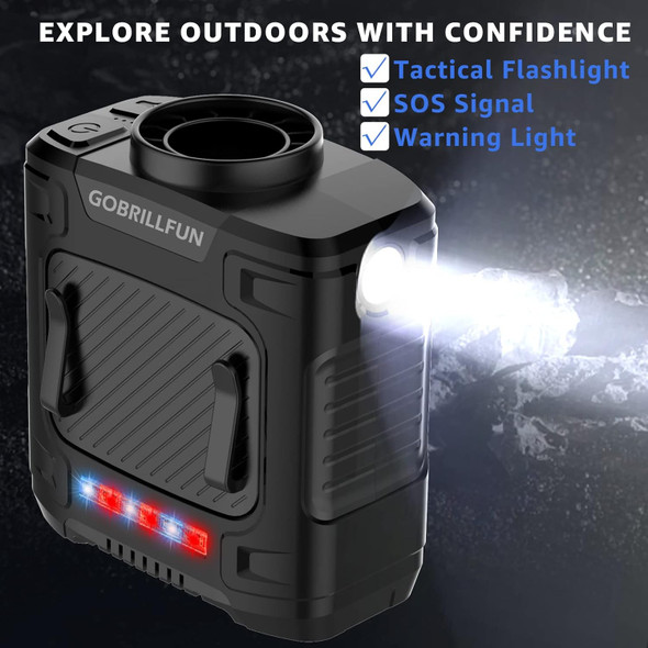 Mini Portable Waist Fan, Clip On Belt Fan, With Tactical Flashlight Sos Signal, Personal Shirt Fan Clip For Camping, Hiking Mini Portable Waist Fan, Clip On Belt Fan, With Tactical Flashlight Sos Signal, Personal Shirt Fan Clip For Camping, Hiking