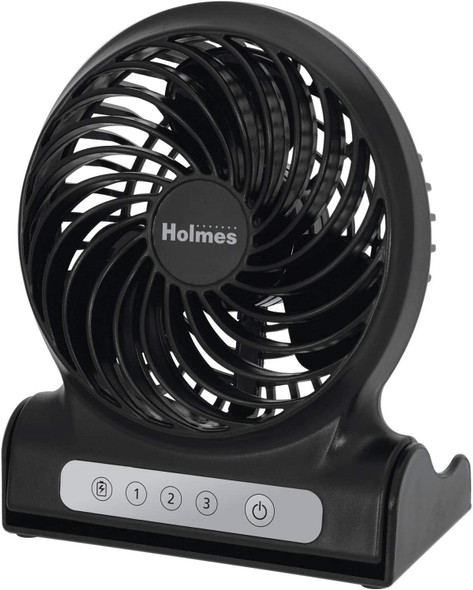 Holmes 4 Personal Fan Rechargeable Battery Operated  Black Holmes 4 Personal Fan Rechargeable Battery Operated  Black