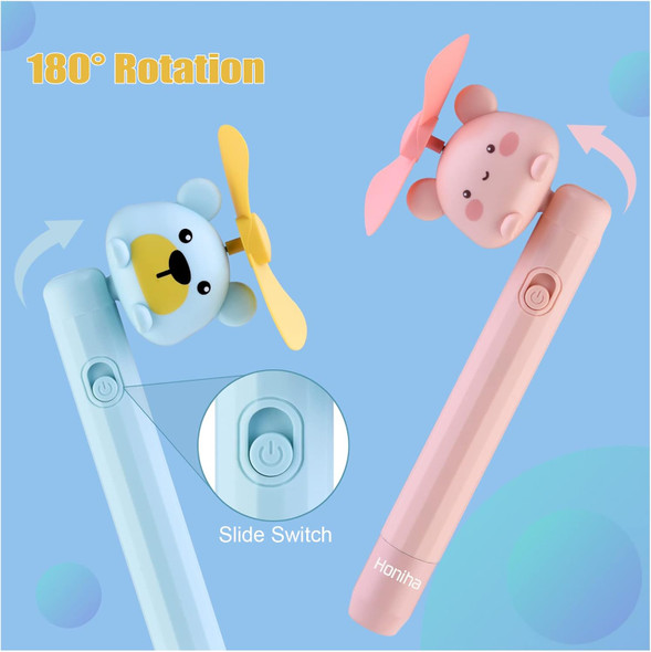 Mini Portable Fan, Personal Mini Handheld Fan, Replaceable Battery Small Pocket Fan, Adorable Cartoon Little Fan For Travel Mini Portable Fan, Personal Mini Handheld Fan, Replaceable Battery Small Pocket Fan, Adorable Cartoon Little Fan For Travel