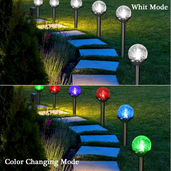 Honoson 6 Pieces Crackle Glass Solar Lights Led Color Changing Solar Lights Outdoor Lawn Lights Solar Lights For Christmas Garden