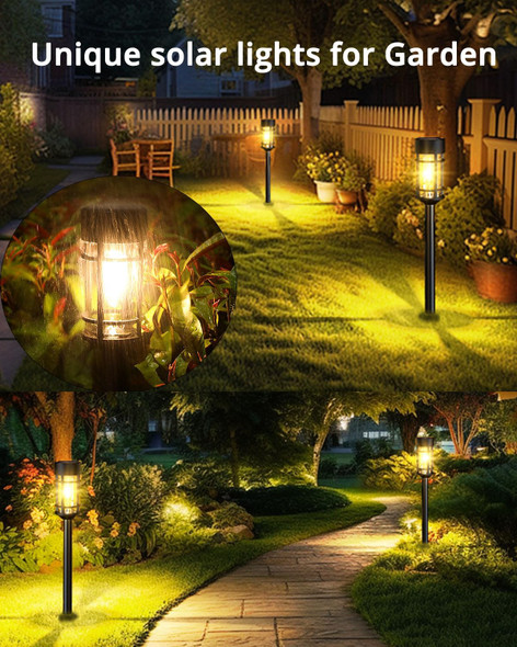 Solar Pathway Lights 8 Pack, Bright Solar Lights Outdoor Waterproof Ip65, Led Solar Garden Lights Metal Landscape Lighting