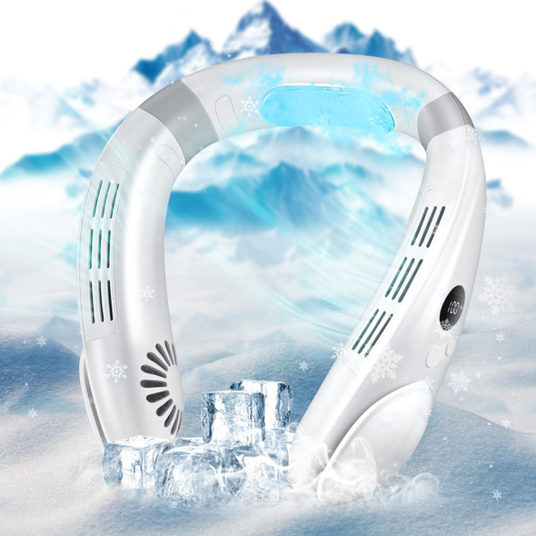 Cooling Neck Fan, Hands Free Bladeless Neck Fan With Cooling Plate OneButton Instant Cool Down Neckband Fan 4400 Mah Battery Cooling Neck Fan, Hands Free Bladeless Neck Fan With Cooling Plate OneButton Instant Cool Down Neckband Fan 4400 Mah Battery