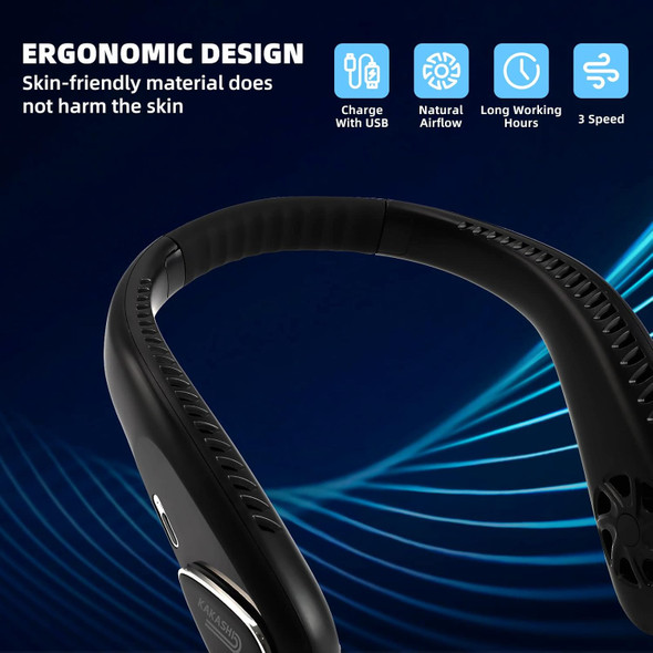 6000Mah Portable Neck Fan Rechargeable, Bladeless Operated Wearable Personal Fan With 3 Speeds, 360°Cooling Leafless Hanging Neck 6000Mah Portable Neck Fan Rechargeable, Bladeless Operated Wearable Personal Fan With 3 Speeds, 360°Cooling Leafless Hanging Neck