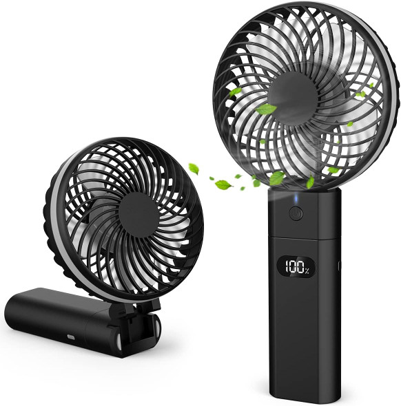 Personal Handheld Fan, Portable Usb Rechargeable Battery Operated Desk Fan With 5200Mah Power Bank Led Screen Function, 5 Speeds Personal Handheld Fan, Portable Usb Rechargeable Battery Operated Desk Fan With 5200Mah Power Bank Led Screen Function, 5 Speeds