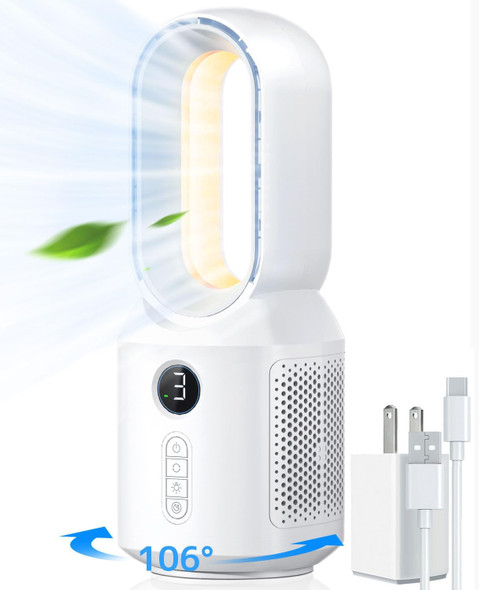 Let'Me Desk Fan, 106° Oscillating Fan For Indoors,Bladeless Fan With 3 Speeds, Small Office Fan With Led Light, 13 Inch Personal Let'Me Desk Fan, 106° Oscillating Fan For Indoors,Bladeless Fan With 3 Speeds, Small Office Fan With Led Light, 13 Inch Personal