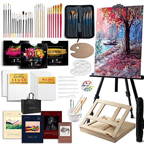 Modera Large Deluxe Artist Painting Set 141Piece Professional Art Paint Supplies Kit