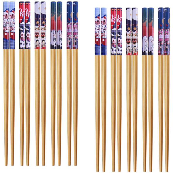 Glamfields 10Pairs Handmade Natural Bamboo Chopsticks Healthy Asian Japanese Korean Noodles Sushi