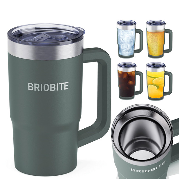 Briobite 2In1 Freeze and Insulated Stainless Steel Mug With Lid Freeze Cup 16Oz Stainless Steel