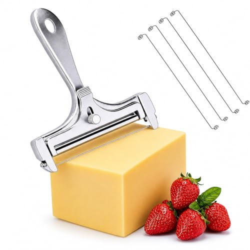 Whlrycm Adjustable Wire Cheese Slicer For Block Cheese Stainless Steel Handheld Cheese Stainless Steel