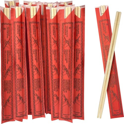 Soeos Chopsticks Disposable 100 Pairs Disposable Wooden Chopsticks With Red Packaging 7.6 Red