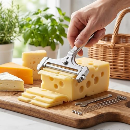 Aysatogc Stainless Steel Wire Cheese Slicer With 8 Wires and Wrench Stainless Steel