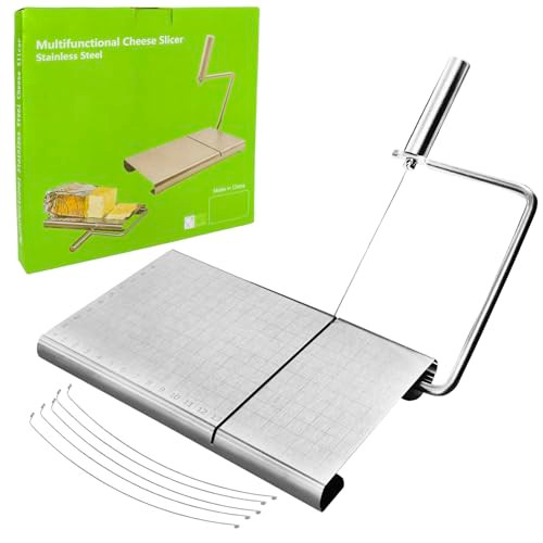 Cyingwin Cheese Slicer With Cutting Board And Measuring Grid Adjustable Stainless Steel Stainless Steel