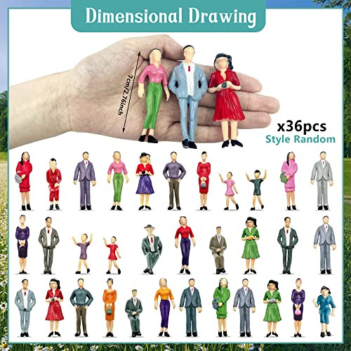 Xipegpa People Figurines Mini Trains Architectural 1:25 Scale Painted Figures Plastic Small