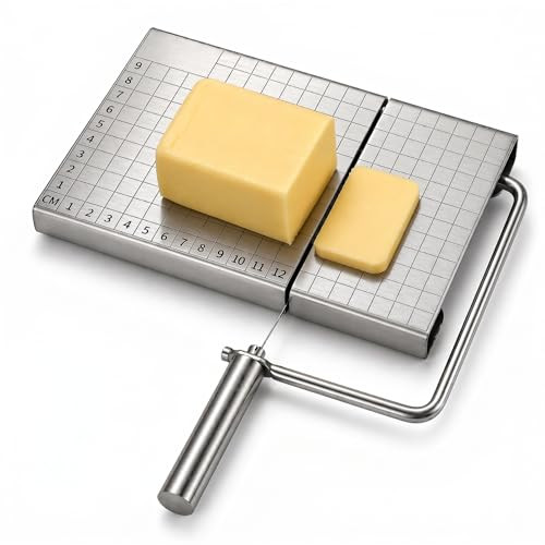 Rwixr Cheese Slicer Board With Wire Stainless Steel Cheese Cutter With Measuring Stainless Steel