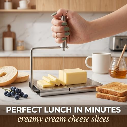 Rwixr Cheese Slicer Board With Wire Stainless Steel Cheese Cutter With Measuring Stainless Steel