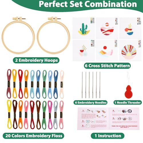 Zoiiwa Cross Kits For Beginners Diy Embroidery Kit For Adults Boho Cross 6Pcs