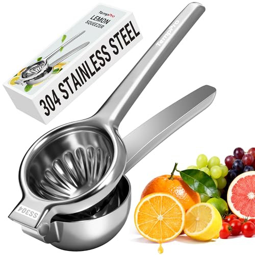Temppro Lemon Lime Squeezer 304 Stainless Steel Hand Press Citrus Juicer With Stainless Steel