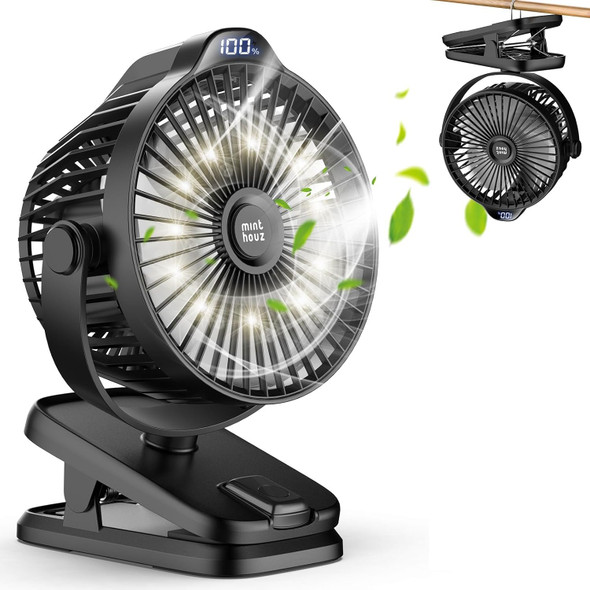 Minthouz Battery Operated Clip On Fan 8000Mah Rechargeable Portable Fan With Led Digital Display, 720° Rotation Small Desk Fan Minthouz Battery Operated Clip On Fan 8000Mah Rechargeable Portable Fan With Led Digital Display, 720° Rotation Small Desk Fan