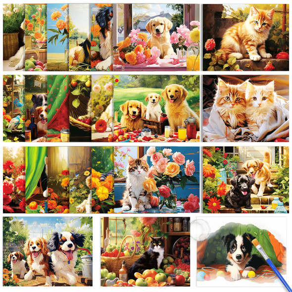 Zoiiwa Dementia Products For Elderly Reusable Water Painting Toys Pet Dog Cat 24 Pcs