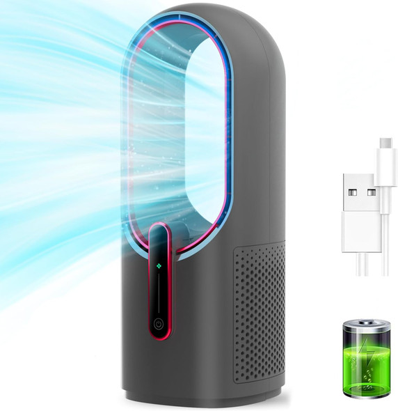 Misby Desk Fan, Portable Bladeless Fan, Small Personal Cooling Fan With 3 Speeds, Touch Control Desktop Fan, Electric Quiet Table Misby Desk Fan, Portable Bladeless Fan, Small Personal Cooling Fan With 3 Speeds, Touch Control Desktop Fan, Electric Quiet Table